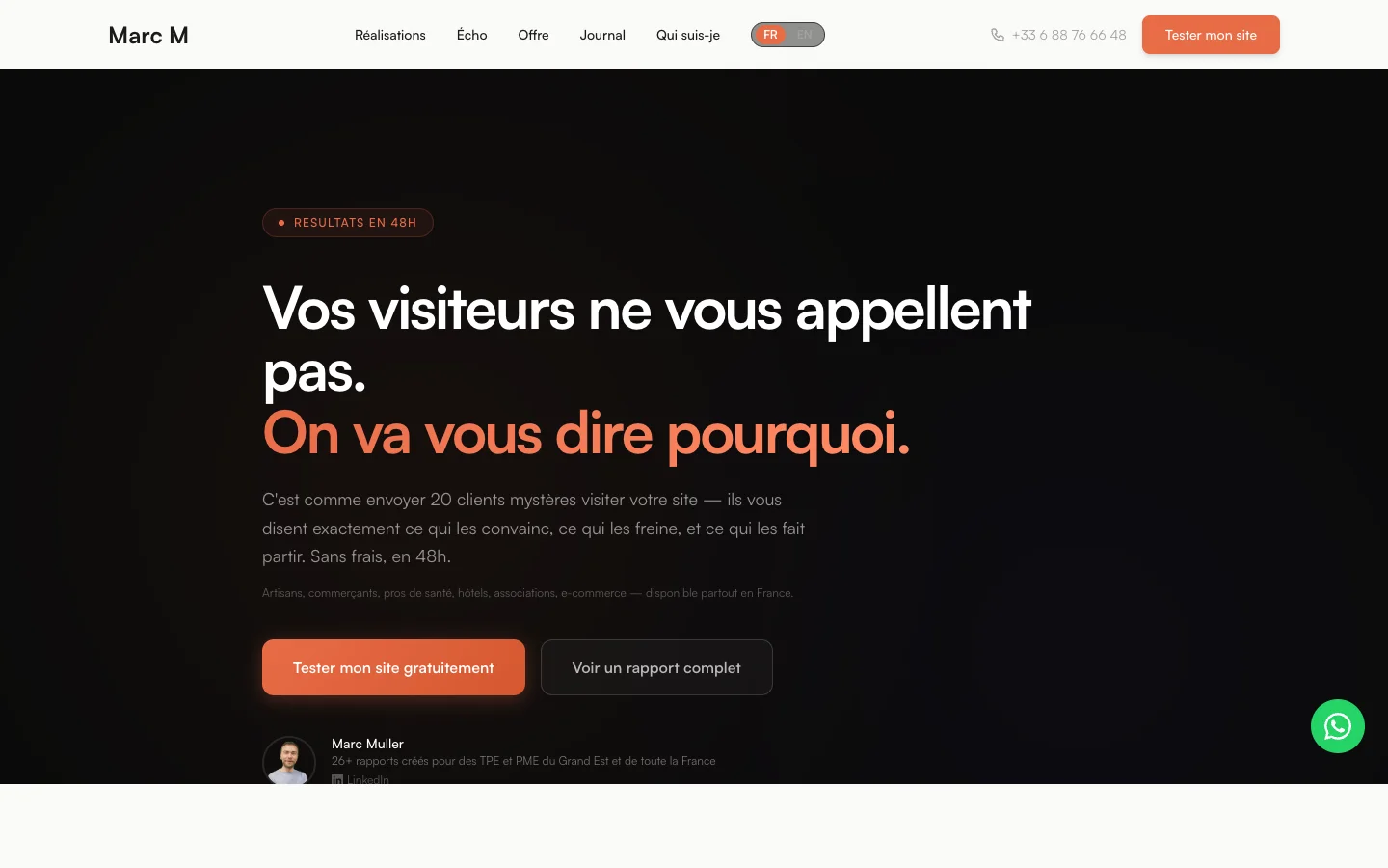 Echo homepage — AI visitor audit tool for websites