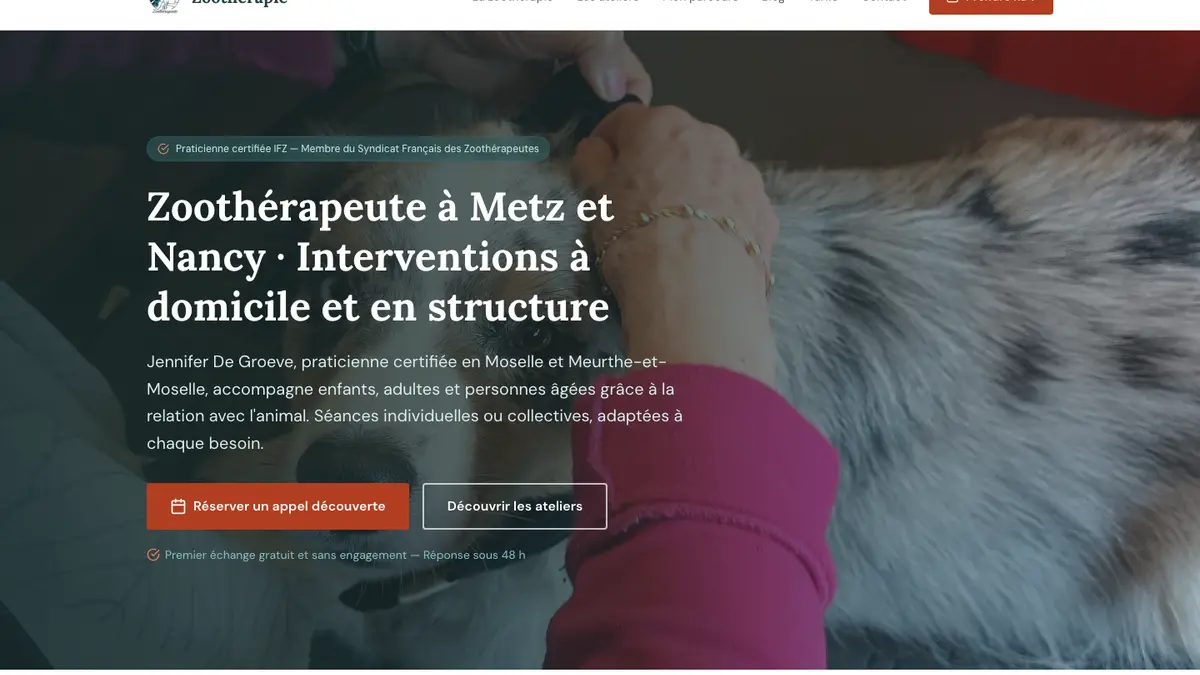 Nouveau site JD Zoothérapie — jdzootherapeute.fr